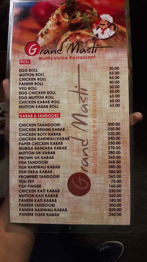 masti restaurant|Menu